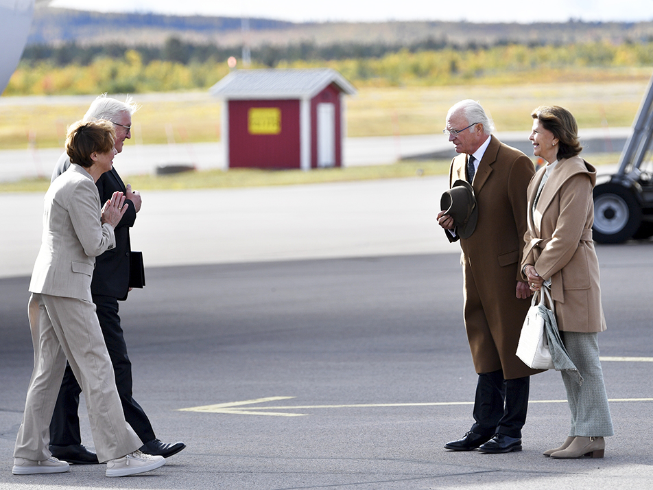 Kungaparet tar emot förbundspresident Frank-Walter Steinmeier med hustru Elke Büdenbender i Kiruna.