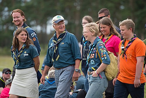 Kungen tillbringade fredagen på Scouternas sommarläger på Rinkabyfältet i Kristianstad. 