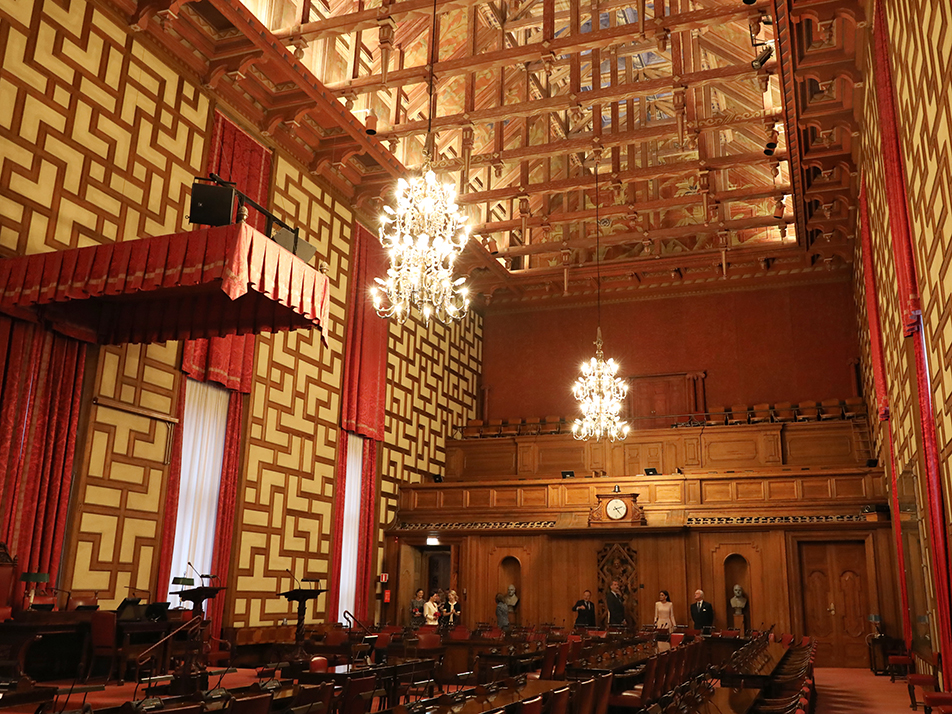 The Council Chamber at Stockholm City Hall. 