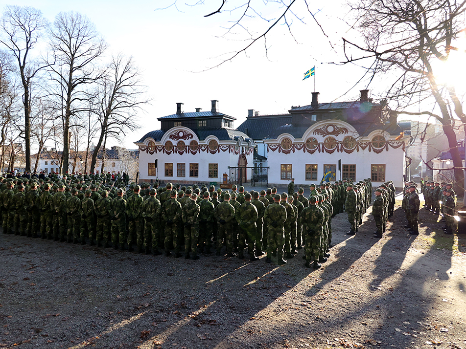 The ceremony took place on Kyrkplan, behind Karlberg Castle. 