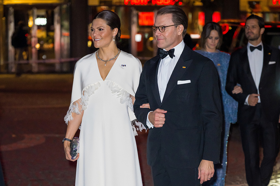 The Crown Princess Couple and The Crown Prince Couple arrive at Stockholm Concert Hall. 