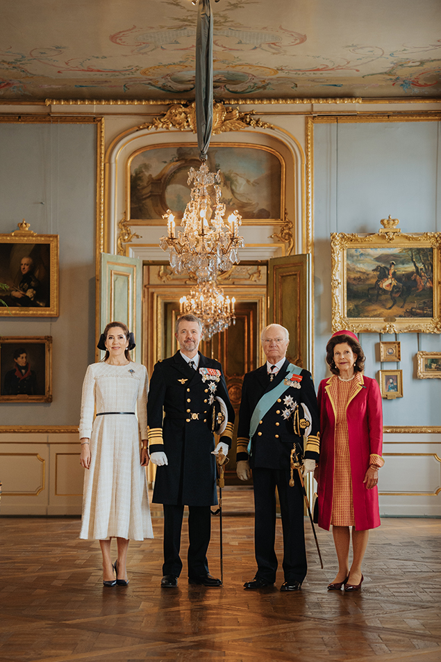 Sveriges och Danmarks kungapar i Bernadottegalleriet på Kungl. Slottet.