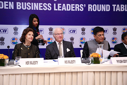 Kungaparet vid mötet med India Sweden Business Leaders Roundtable.