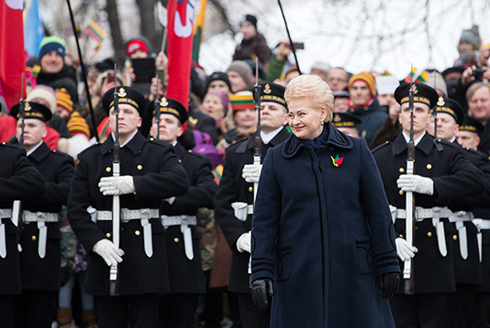 Litauens president Dalia Grybauskaite under firandet i Vilnius. 