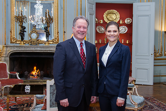 Kronprinsessan och David Beasley, vd World Food Program, vid mötet i Prinsessan Sibyllas våning. 