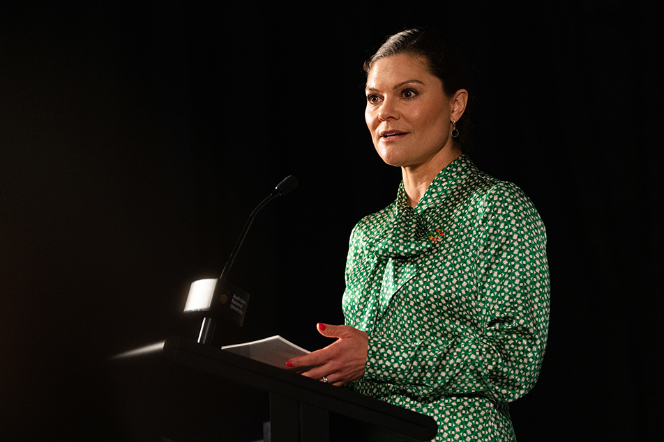 Kronprinsessan höll tal vid klimatmötet på Australian National University.