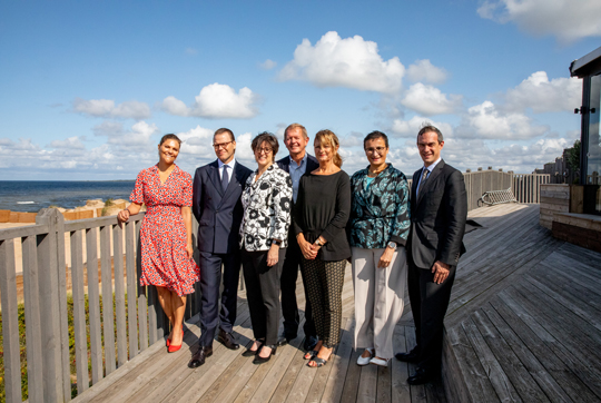 Kronprinsessparet tillsammans med Susan Athey, Marcus Wallenberg, Mia Horn af Rantzien, Virginia Dignum och Avi Godfarb på Tylösandskonferensen. 