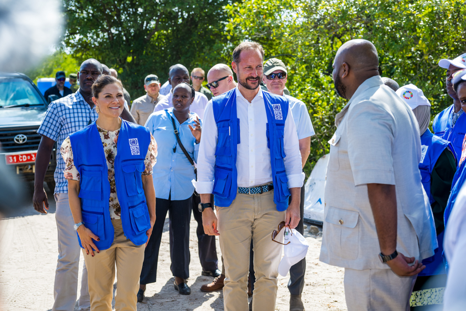 The Crown Princess of Sweden and The Crown Prince of Norway visit a mangrove forest in Kwale, Kenya. 