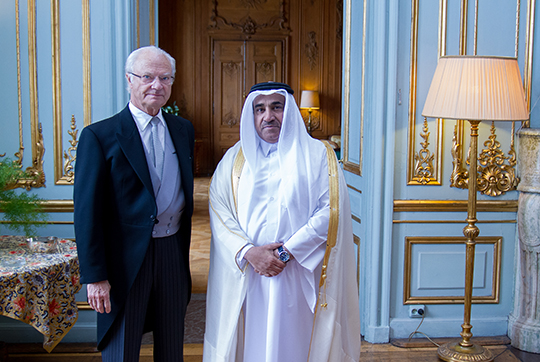 Kungen och Qatars avgående ambassadör Mr Hamad Al-Khalifa vid dagens avskedsaudiens. 