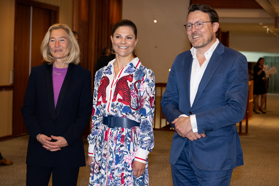 Micky Adriaansens, minister för ekonomi och klimatpolicy, Kronprinsessan och Prins Constantijn av Nederländerna.