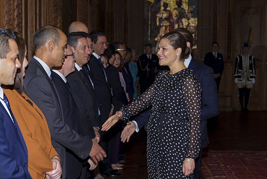 Kronprinsessparet säger adjö till den tunisiska delegationen.