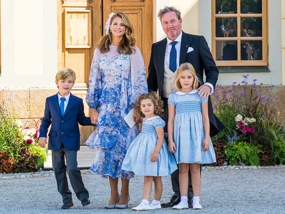 Prins Nicolas, Prinsessan Madeleine, Prinsessan Adrienne, Prinsessan Leonore och herr Christopher O'Neill.