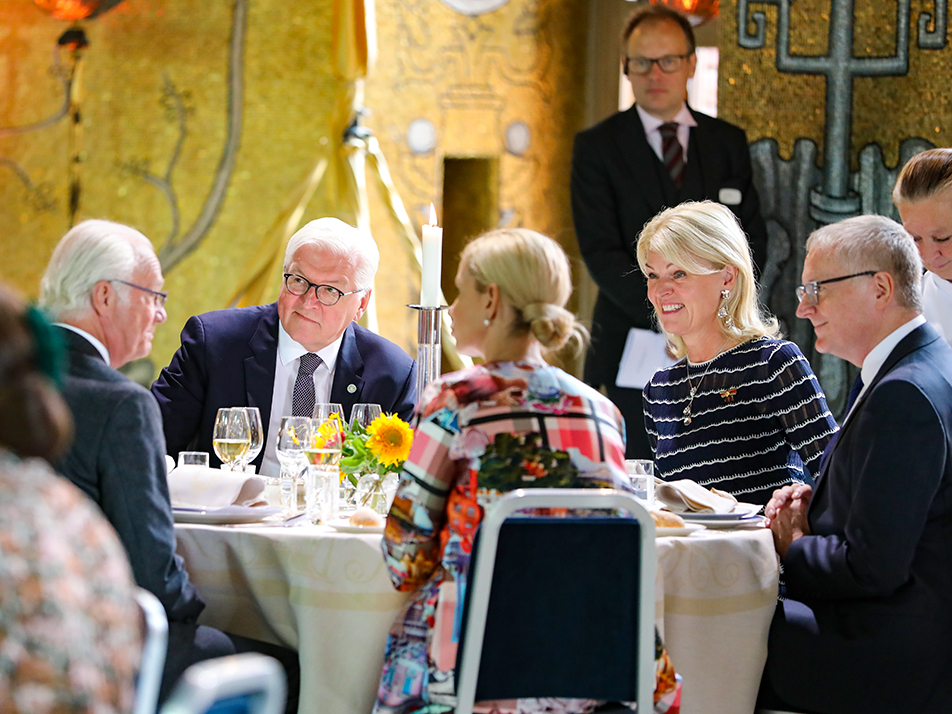 Kungen och förbundspresident Steinmeier under lunchen i Stadshuset. 
