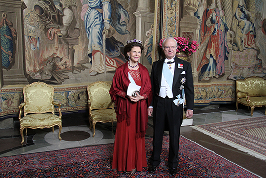Kungaparet gav representationsmiddag på Kungliga slottet. 