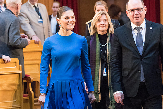 Kronprinsessan, riksdagsdirektör Kathrin Flossing och talman Urban Ahlin.