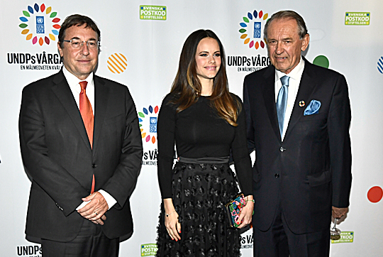 Prinsessan Sofia tillsammans med UNDP:s Administrator Achim Steiner och ambassadör Jan Eliassson.