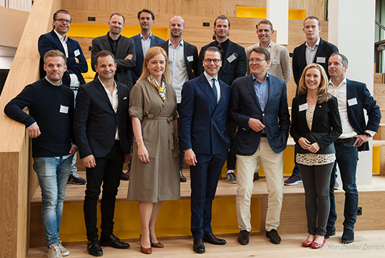 Prins Daniel och Prins Constantijn av Nederländerna tillsammans med talarna vid ”Startup Summit Sweden-Netherlands”. 