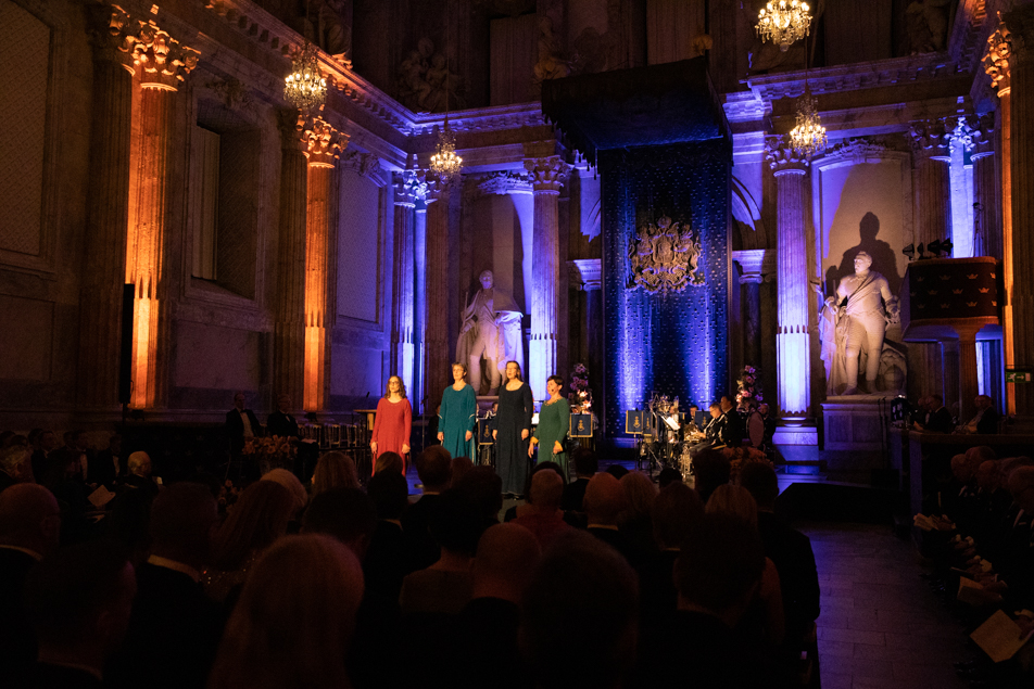 Ensemblen Schola Gothia framförde Antifon: Gaude Birgitta under konserten i Rikssalen.