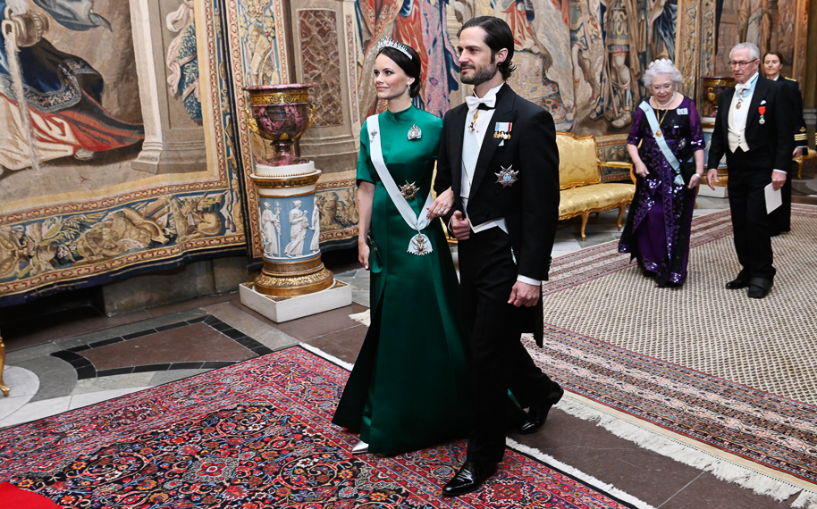 Prinsparet, Prinsessan Christina och Tord Magnuson anländer till kvällens representationsmiddag. 