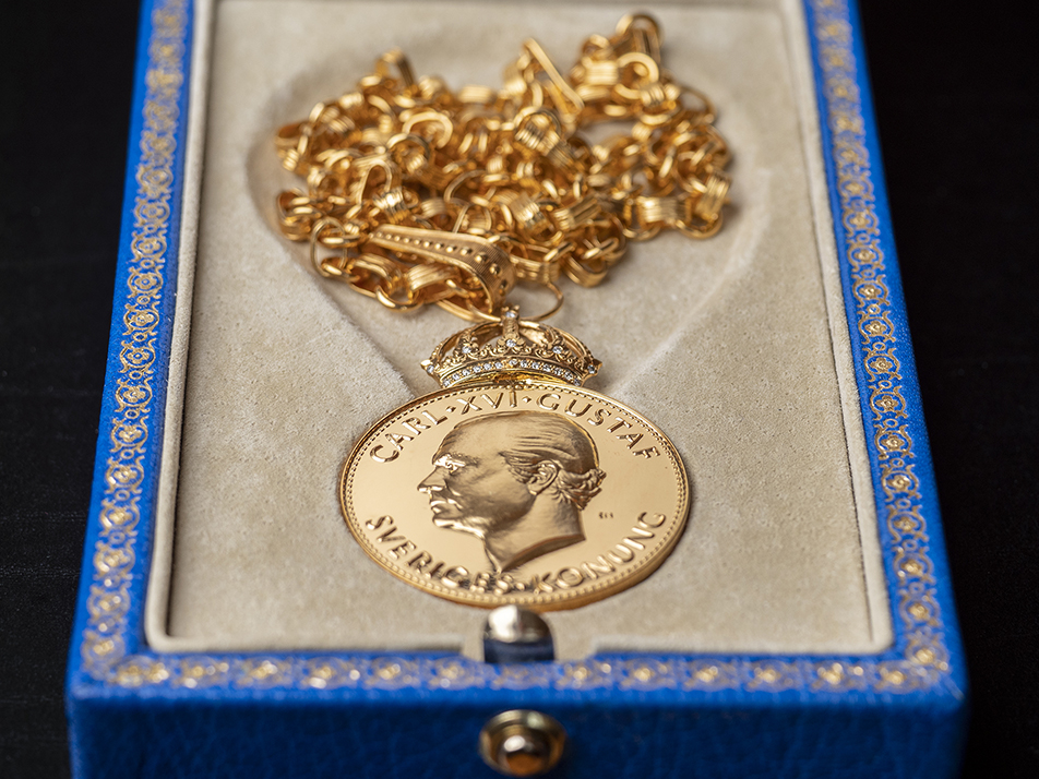 H.M. Konungens medalj, 12:e storleken med briljanter i kedja. Foto: Jonas Borg/Kungl. Hovstaterna.
