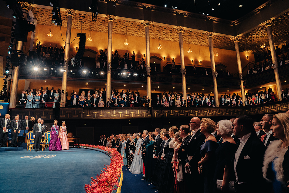 The 2022 Nobel Prize ceremony at Stockholm Concert Hall. 