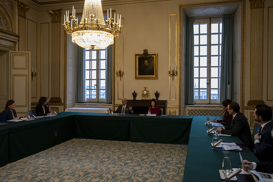 Mötet med EU-ministern hölls i Prins Bertils våning på Kungl. Slottet.