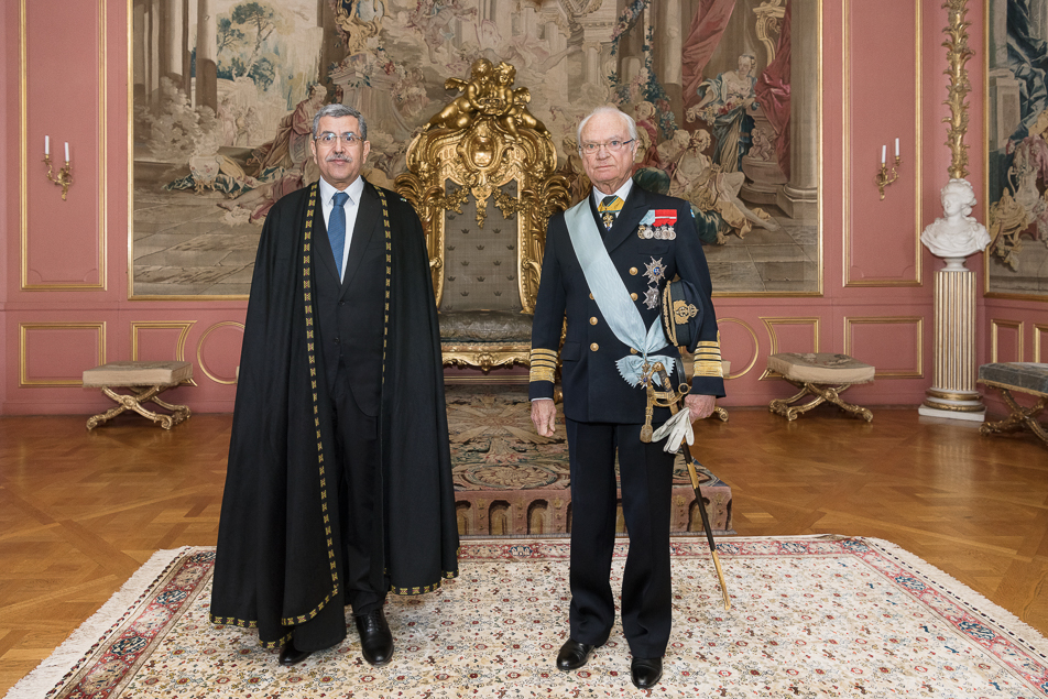 The King received Algeria's ambassador Mr Abdelaziz Djerad during a formal audience at the Royal Palace.