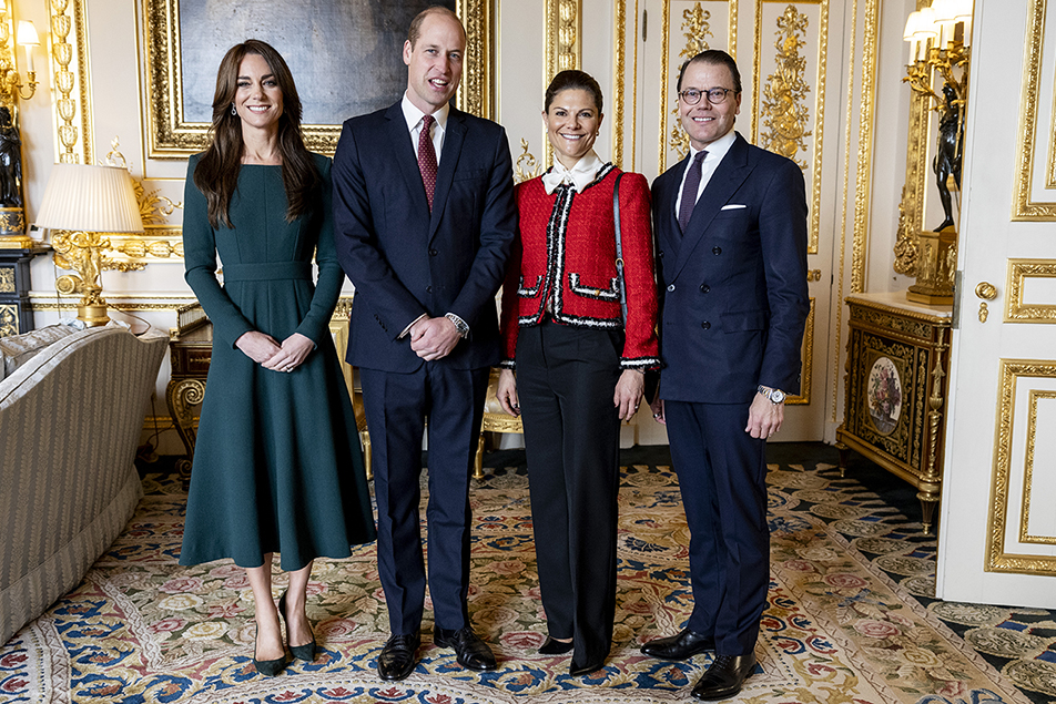Kronprinsessparet tillsammans med Prinsen och Prinsessan av Wales under torsdagens besök på Windsor Castle. 