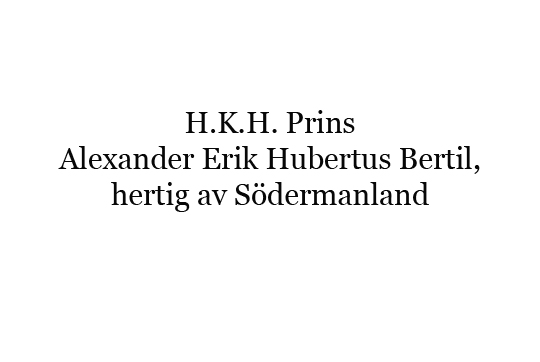 Textbild: H.K.H. Prins Alexander Erik Hubertus Bertil, hertig av Södermanland