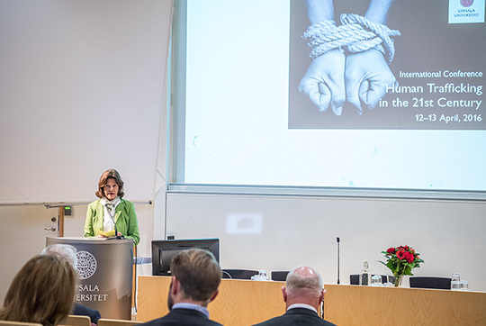 Under konferensen “Human Trafficking in the 21st Century” som hölls på Uppsala universitet.