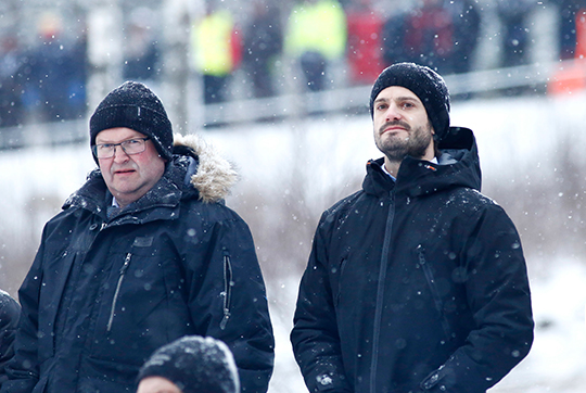 Landshövding Kenneth Johansson och Prins Carl Philip såg Torsbysträckan i Rally Sweden.