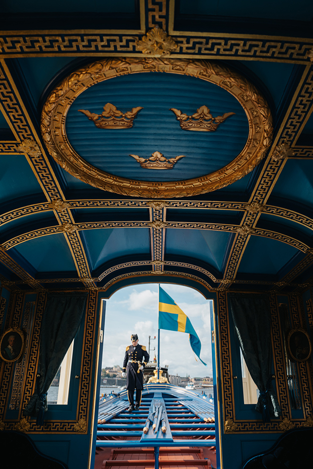 The interior of the Royal Barge Vasaorden. 