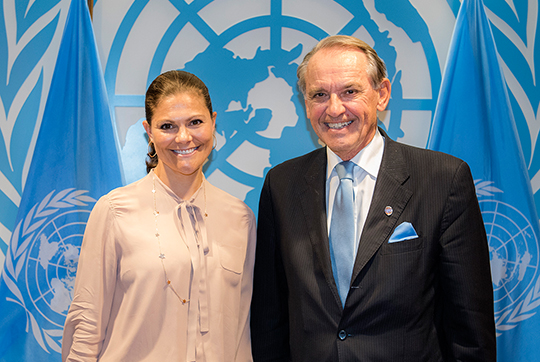 Kronprinsessan och FN:s vice generalsekreterare Jan Eliasson träffades under onsdagen för ett möte i FN-högkvarteret.