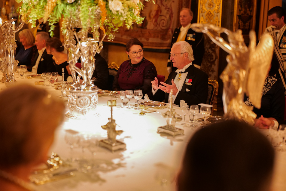 Kungen hade talmannens fru Helena Norlén till bordet.