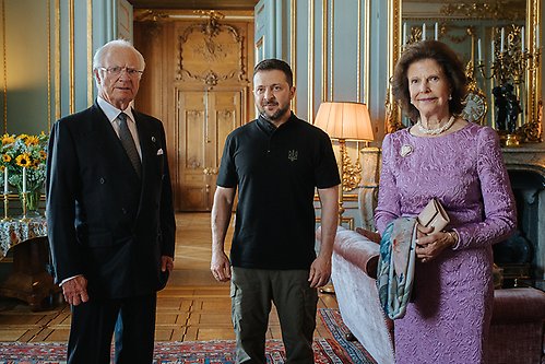 Kungen och Drottningen tog emot Ukrainas president på Kungl. Slottet. 