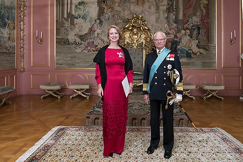 The King with Denmark's ambassador Kristina Miskowiak Beckvard. 