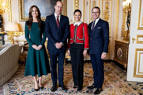Kronprinsessparet tillsammans med Prinsen och Prinsessan av Wales under torsdagens besök på Windsor Castle. 