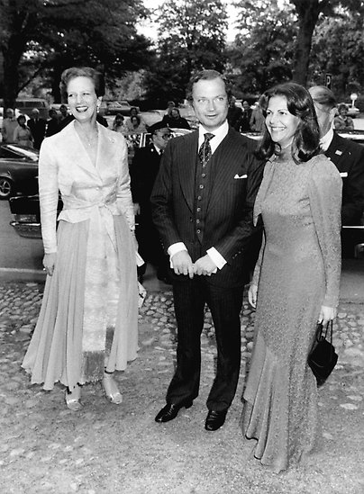 Kungaparet och Drottning Margrethe på besök i Sigtuna under statsbesöket 1985.