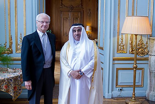 Kungen och Qatars avgående ambassadör Mr Hamad Al-Khalifa vid dagens avskedsaudiens. 