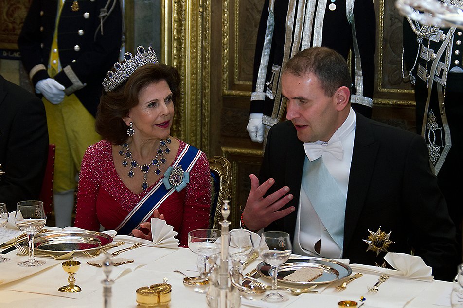 Drottningen och president Guðni Jóhannesson.
