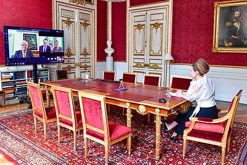 Kungaparet och Kronprinsessparet gav digitalt företräde för statsrådet Amanda Lind.