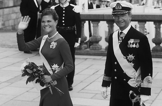 H.M. Konungen och H.K.H. Kronprinsessan vid Kronprinsessans myndighetsdag 1995