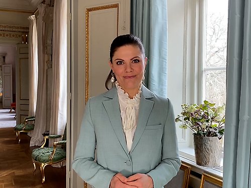 Kronprinsessan sänder en digital hälsning till deltagarna i konståknings-VM i Sverige.