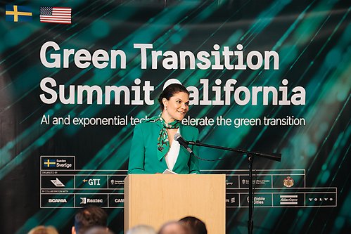 Kronprinsessan höll tal vid Green Transition Summit i Palo Alto, Kalifornien. 