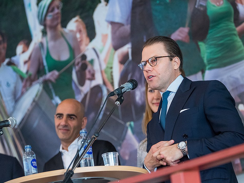 Prince Daniel speaks during a school visit with Prince Daniel's Fellowship and its entrepreneurial programme in 2017.