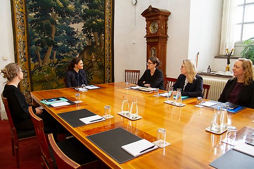 Kronprinsessan tillsammans med Utrikesdepartementets representanter under mötet på Kungl. Slottet. 