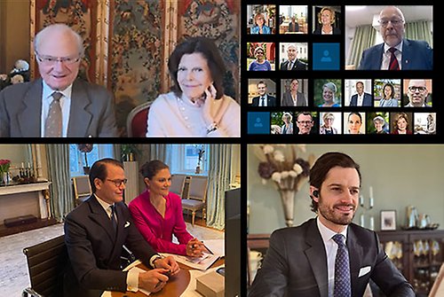 Kungaparet, Kronprinsessparet och Prins Carl Philip i möte med Sveriges landshövdingar.