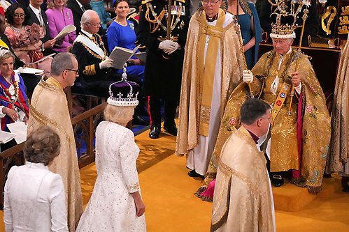 Kungen och Kronprinsessan övervarade kröningen av Konung Charles III och Drottning Camilla i dag. 