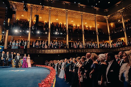 The 2022 Nobel Prize ceremony at Stockholm Concert Hall. 